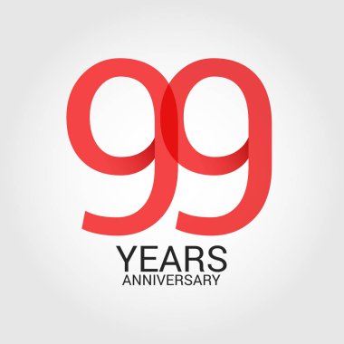 Logo şablonu renkli vektör çizim ile kırmızı sayı 99 ve beyaz arka plan üzerinde izole gri metin yıl yıldönümü
