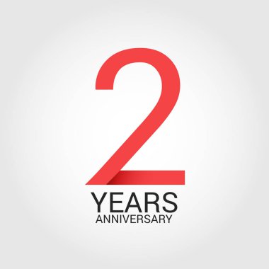Logo şablonu renkli vektör çizim 2 numaralı kırmızı ve beyaz arka plan üzerinde izole gri metin yıl yıldönümü