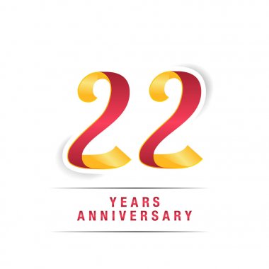 22 yaşında beyaz zemin üzerine kırmızı ve sarı yıldönümü kutlama Logo izole