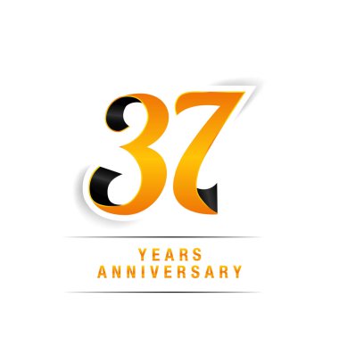 37 yaş beyaz arka plan üzerinde siyah ve sarı yıldönümü kutlama Logo izole