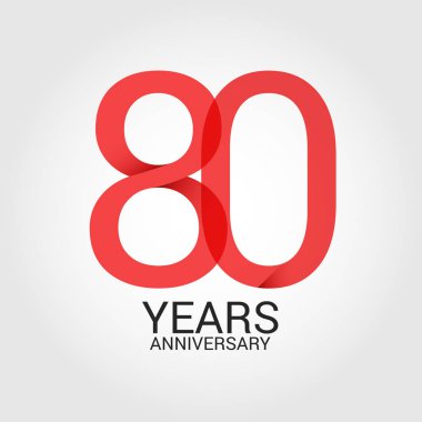 Logo şablonu renkli vektör çizim ile kırmızı sayı 80 ve beyaz arka plan üzerinde izole gri metin yıl yıldönümü