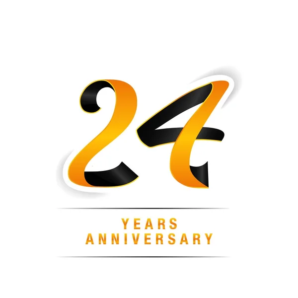 Years Black Yellow Anniversary Celebration Logo Isolated White Background — Stock Vector