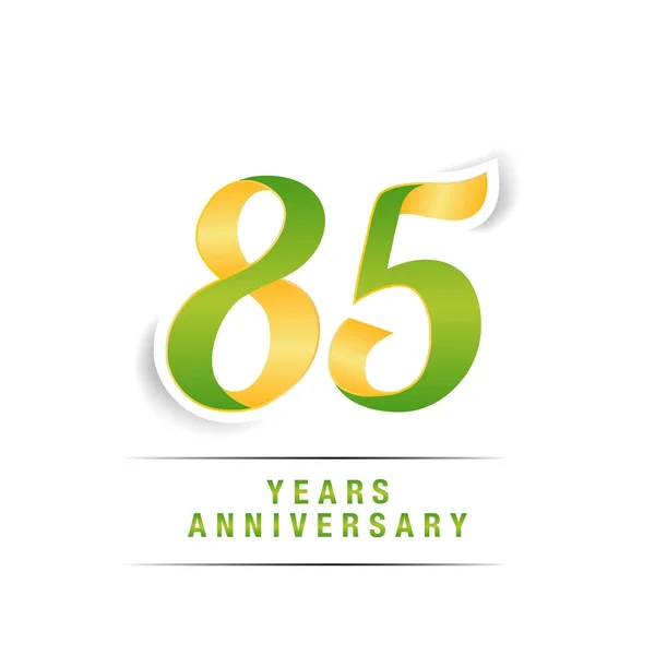 Years Green Yellow Anniversary Logo Celebration Vector Illustration Isolated White — Stock Vector