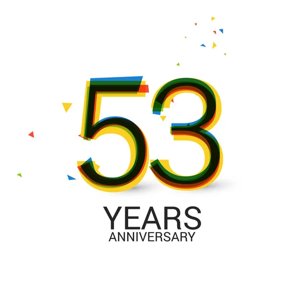 53周年纪念日分层和丰富多彩的庆祝标志在白色背景隔离 — 图库矢量图片