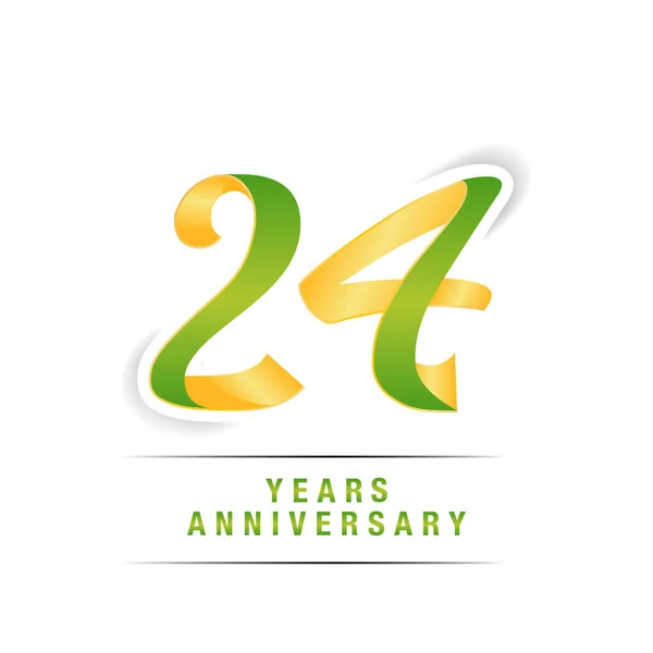 Years Green Yellow Anniversary Logo Celebration Vector Illustration Isolated White — Stock Vector