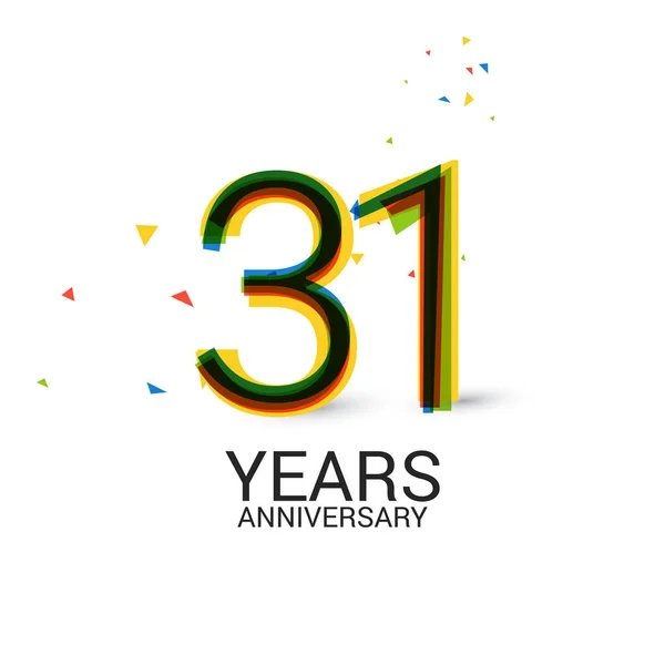Years Anniversary Layered Colorful Celebration Logo Isolated White Background — Stock Vector