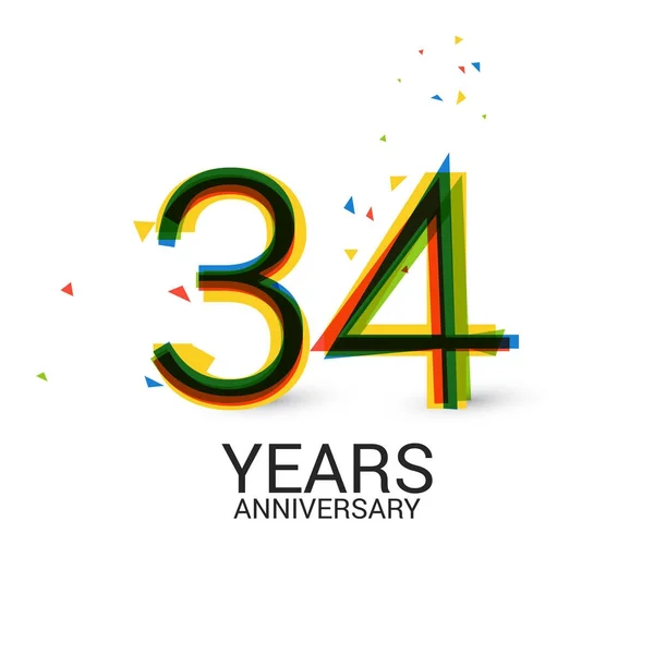 Katmanlı Renkli Yıl Yıldönümü Kutlama Logosu Beyaz Arka Plan Üzerinde — Stok Vektör