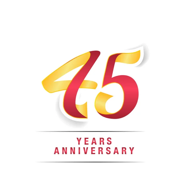 45年红色和黄色周年纪念庆祝标志在白色背景隔绝了 — 图库矢量图片