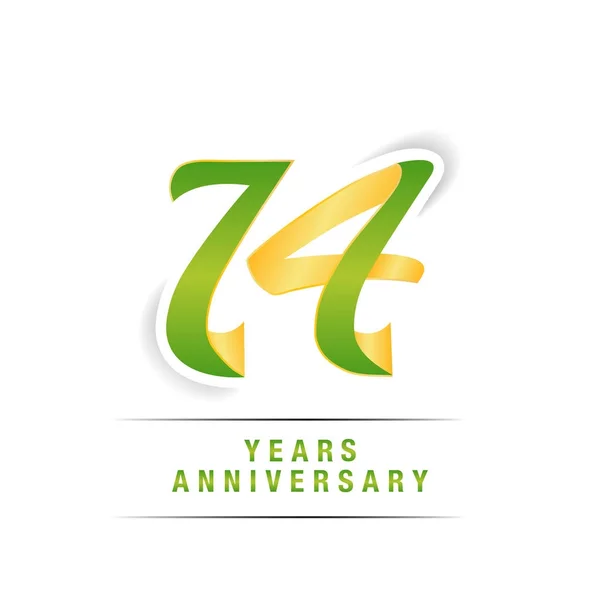 Jahre Grüne Und Gelbe Jubiläums Logo Feier Vektor Illustration Isoliert — Stockvektor
