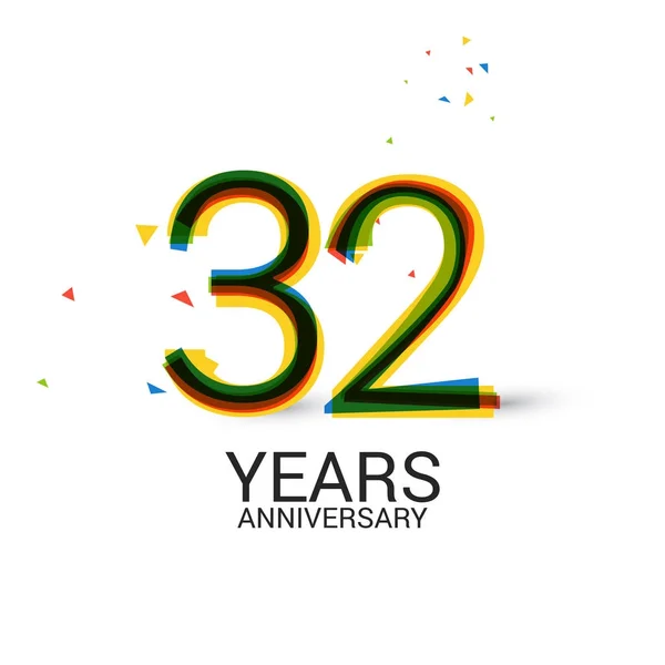 Years Anniversary Layered Colorful Celebration Logo Isolated White Background — Stock Vector