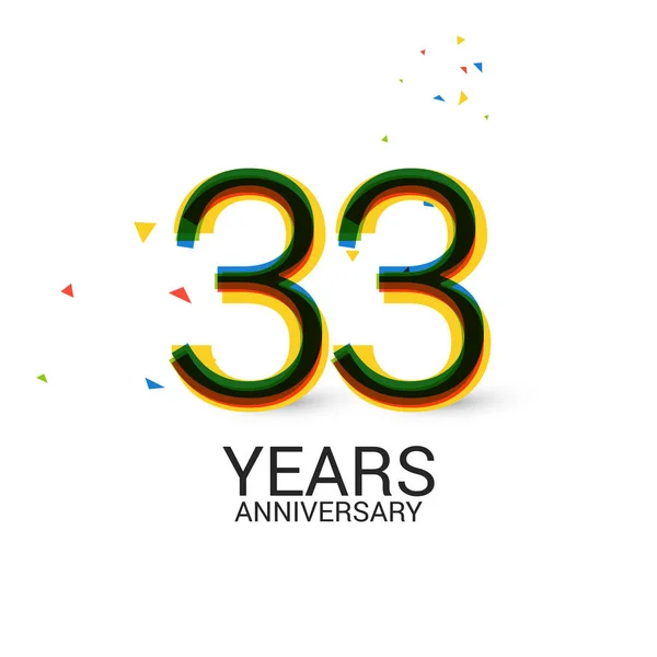 Years Anniversary Layered Colorful Celebration Logo Isolated White Background — Stock Vector