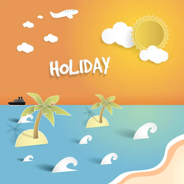 Colorful Holiday Card Vector Illustration Travel Theme — ストックベクタ