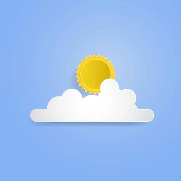 Colorida Ilustración Vectorial Del Cielo Con Nubes Estilo Corte Papel — Vector de stock