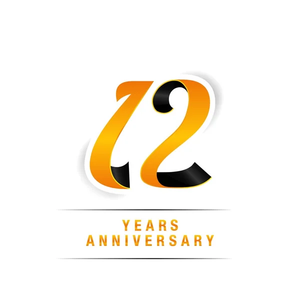 12年黑色和黄色周年庆典 Logo 在白色背景上隔离 — 图库矢量图片