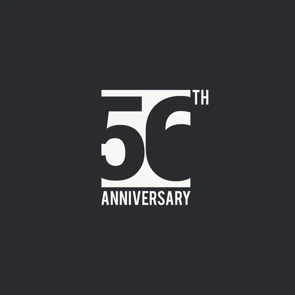 56周年庆典简单标识设计 黑色背景下白色方框内的数字剪影 矢量图示 — 图库矢量图片