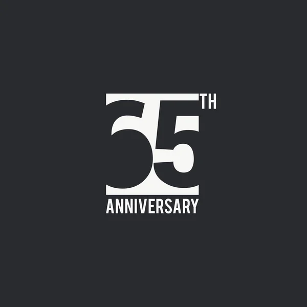 65周年庆典简单标识设计 黑色背景下白色方框内的数字剪影 矢量图示 — 图库矢量图片