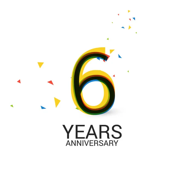 Jaar Verjaardag Gelaagd Kleurrijke Viering Logo Geïsoleerd Witte Achtergrond — Stockvector