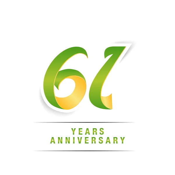 Jahre Grüne Und Gelbe Jubiläums Logofeier Vektor Illustration Isoliert Auf — Stockvektor