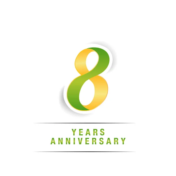 Celebração Logotipo Aniversário Verde Amarelo Anos Ilustração Vetorial Isolada Fundo —  Vetores de Stock