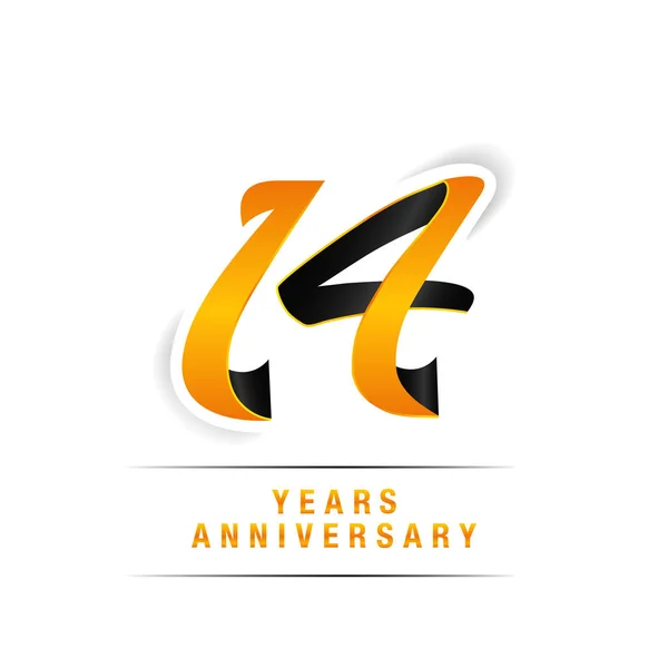 Jahre Schwarz Gelbes Jubiläums Logo Auf Weißem Hintergrund — Stockvektor