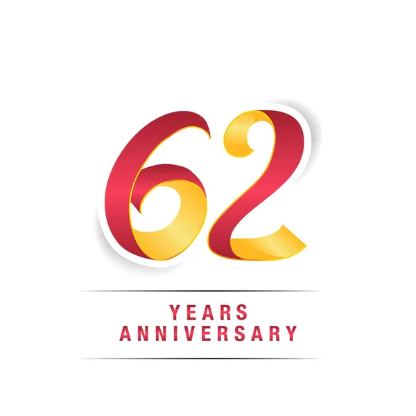 Logotipo Celebración Del Aniversario Rojo Amarillo Años Aislado Sobre Fondo — Vector de stock