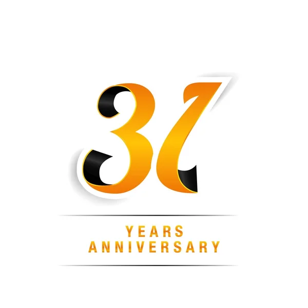 Lat Czarny Żółty Anniversary Celebration Logo Białym Tle Białym Tle — Wektor stockowy