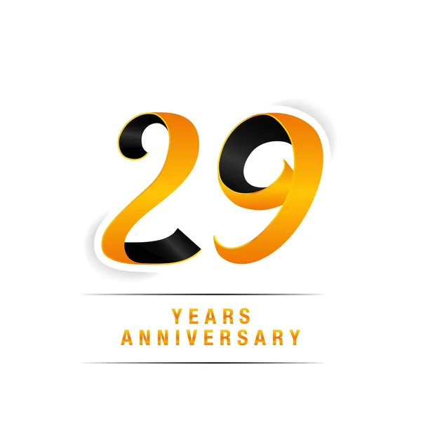 Logo Célébration Anniversaire Noir Jaune Ans Isolé Sur Fond Blanc — Image vectorielle