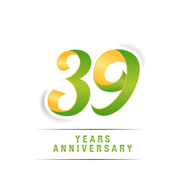Jahre Grün Gelbes Jubiläums Logo Vektor Illustration Isoliert Auf Weißem — Stockvektor