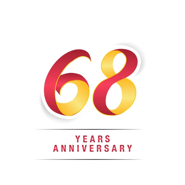 Jaar Rode Gele Verjaardag Viering Logo Geïsoleerd Witte Achtergrond — Stockvector