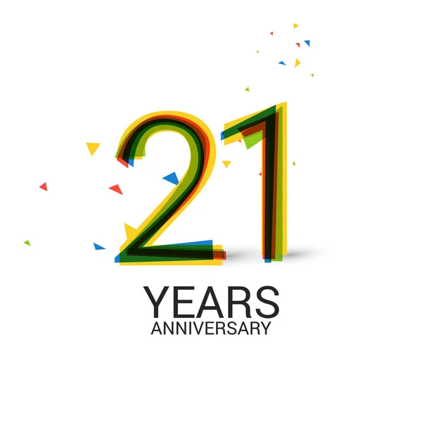 Years Anniversary Layered Colorful Celebration Logo Isolated White Background — Stock Vector