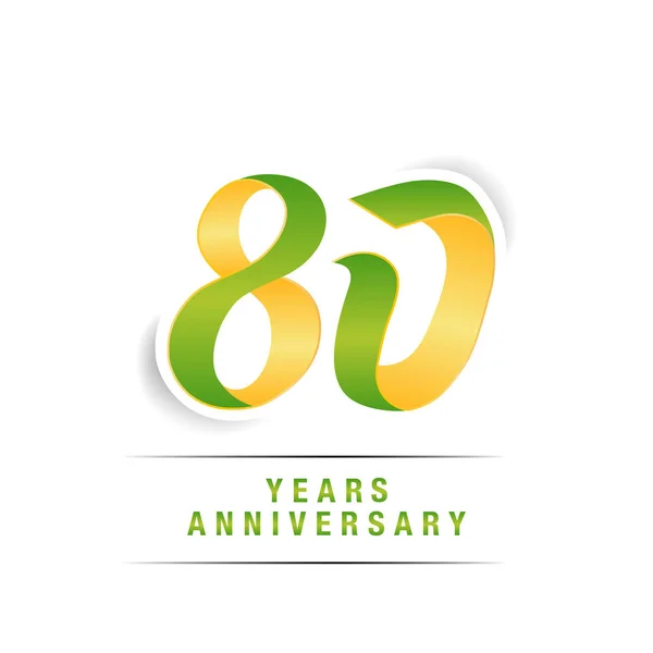 Years Green Yellow Anniversary Logo Celebration Vector Illustration Isolated White — Stock Vector