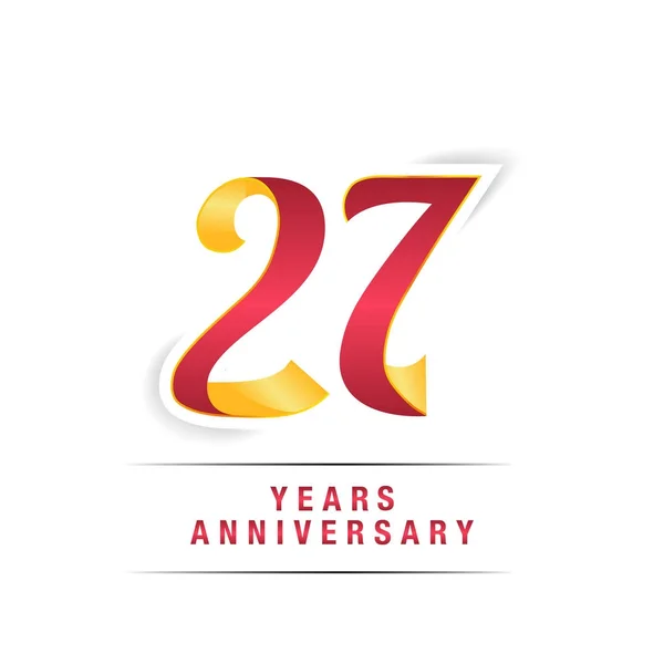 Logo Celebración Del Aniversario Rojo Amarillo Años Aislado Sobre Fondo — Archivo Imágenes Vectoriales