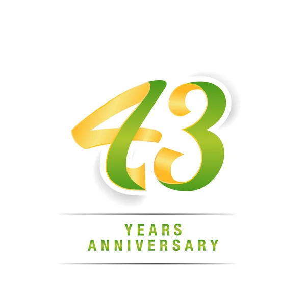 Célébration Logo Anniversaire Ans Vert Jaune Illustration Vectorielle Isolée Sur — Image vectorielle