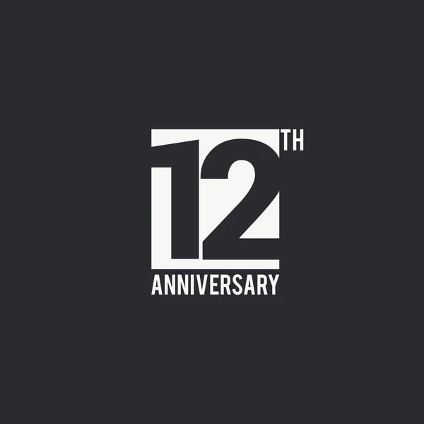 周年記念のお祝いシンプルなロゴタイプ デザイン ベクトル図の黒の背景に白いボックス内の番号のシルエット — ストックベクタ