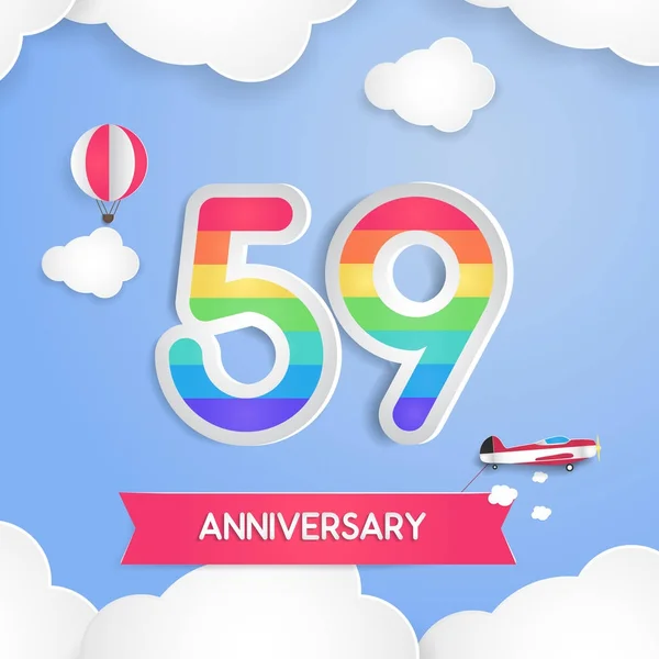 Jahrestag Feier Logo Mit Regenbogenfarbenen Mit Art Design Stil Papier — Stockvektor
