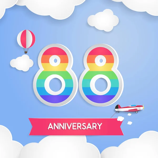 Logotipo Celebración Del Aniversario Con Arco Iris Coloreado Usando Papel — Archivo Imágenes Vectoriales