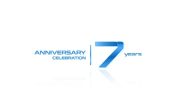 7周年庆典蓝色徽标模板 在白色背景上隔离的矢量插图 — 图库矢量图片