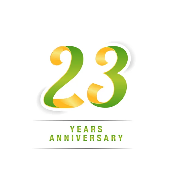 Ans Célébration Logo Vert Jaune Anniversaire Illustration Vectorielle Isolée Sur — Image vectorielle