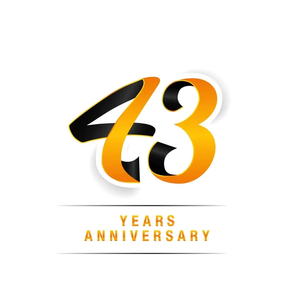 Anos Preto Amarelo Aniversário Celebração Logotipo Isolado Fundo Branco —  Vetores de Stock