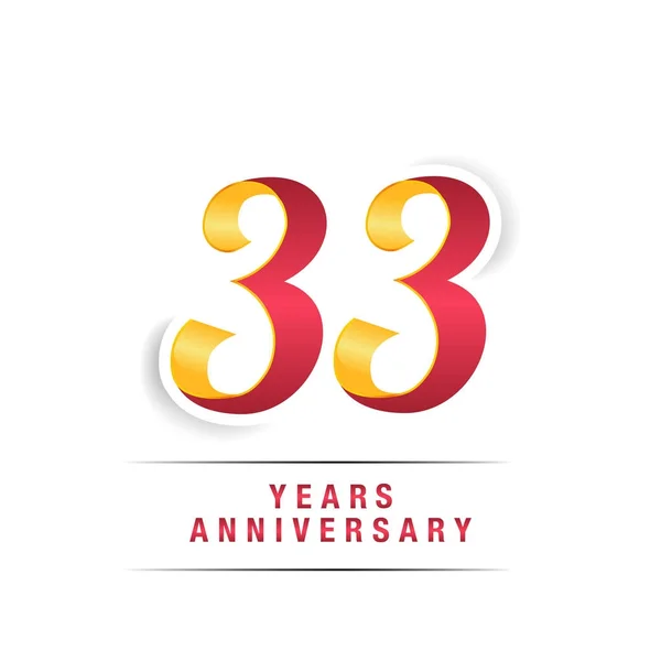 Logo Célébration Anniversaire Rouge Jaune Ans Isolé Sur Fond Blanc — Image vectorielle