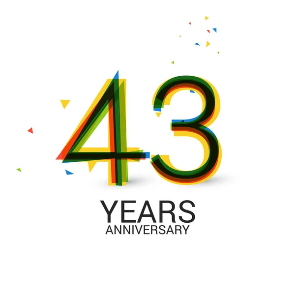 Logo Celebrazione Strati Colorato Anni Anniversario Isolato Sfondo Bianco — Vettoriale Stock