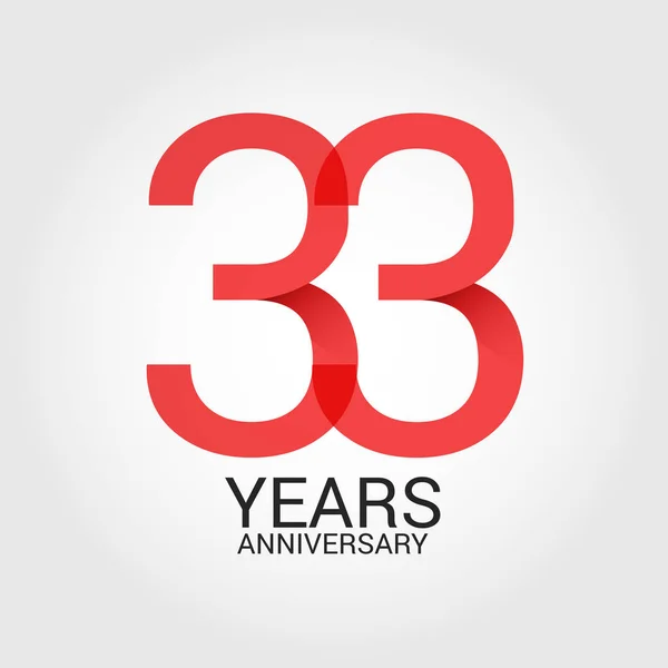 彩色矢量插图的标志模板红色数字33和灰色文本年周年纪念孤立在白色背景 — 图库矢量图片
