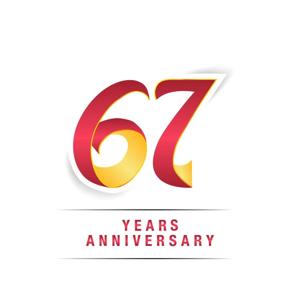 Years Red Yellow Anniversary Celebration Logo Isolated White Background — Stock Vector