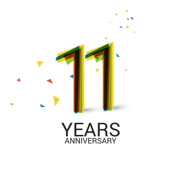 Yıl Yıldönümü Katmanlı Renkli Kutlama Logosu Beyaz Arka Plan Üzerinde — Stok Vektör