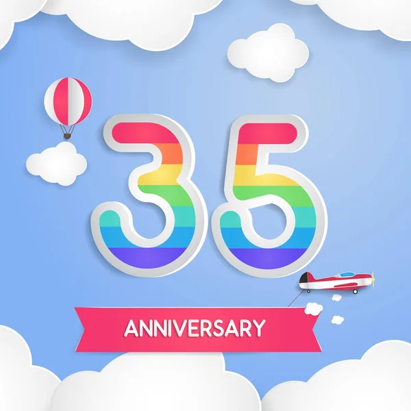 Logotipo Celebração Anos Com Arco Íris Colorido Usando Papel Estilo —  Vetores de Stock