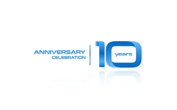 Yıl Yıldönümü Kutlama Mavi Logo Şablonu Beyaz Arka Plan Üzerinde — Stok Vektör