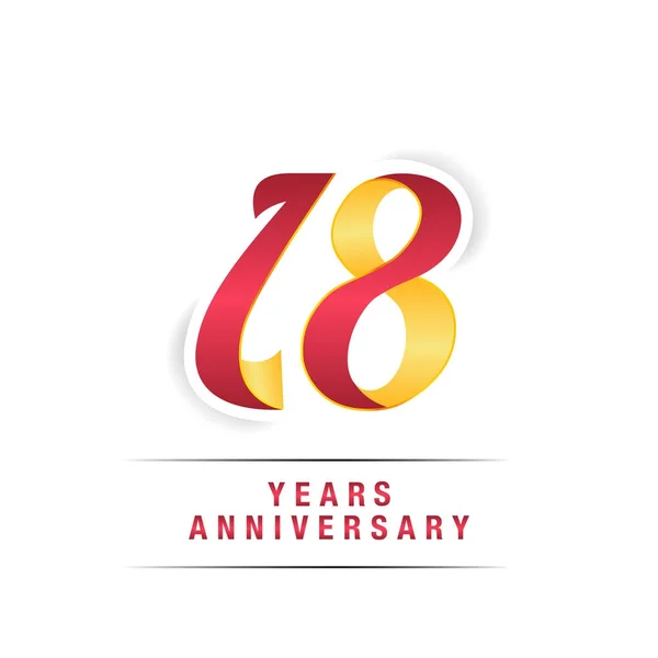 Logo Célébration Anniversaire Rouge Jaune Ans Isolé Sur Fond Blanc — Image vectorielle