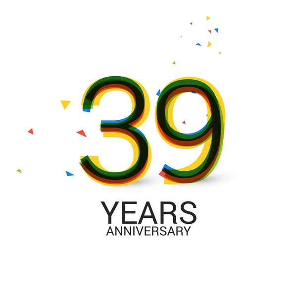 Anos Aniversário Camadas Logotipo Colorido Celebração Isolado Fundo Branco —  Vetores de Stock