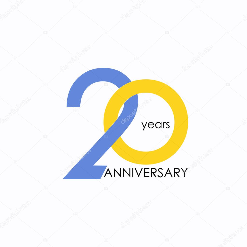 20 Years Anniversary with Low Poly Design, colored with geometric style, vector illustration