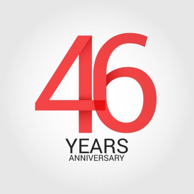 Logo şablonu renkli vektör çizim 46 numaralı kırmızı ve beyaz arka plan üzerinde izole gri metin yıl yıldönümü